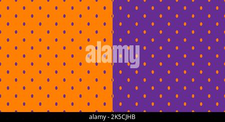 Halloween Doodle Dots Violet Orange Pattern Stock Vector