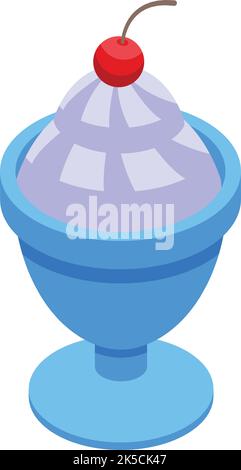 Ice cream cup icon isometric vector. Food fresh. Farm creamy Stock Vector