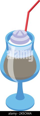 Cream milk ice drink icon isometric vector. Fresh food. Farm cow Stock Vector