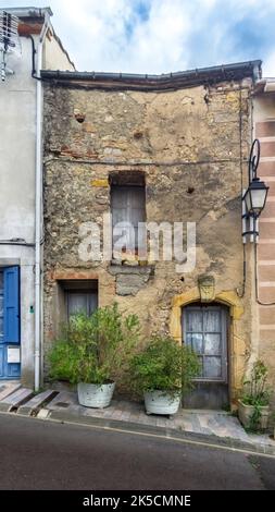 House facade in Bizanet. The house was built in 1650. Stock Photo