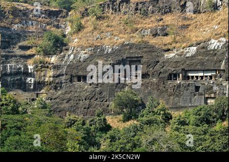 View of a Ajanta Caves UNESCO world heritage sight near Aurangabad state Maharashtra India Stock Photo