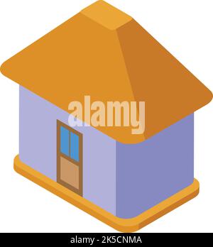 Small house icon isometric vector. Cabin bungalow. Villa hut Stock Vector