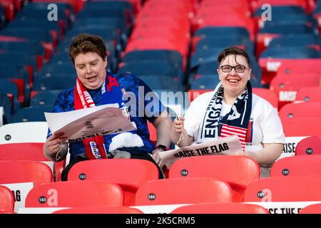 London, UK. 07th Oct, 2022. The first fans enter Wembley for the friendly game between England and USA at Wembley Stadium in London, England. (Liam Asman/SPP) Credit: SPP Sport Press Photo. /Alamy Live News Stock Photo