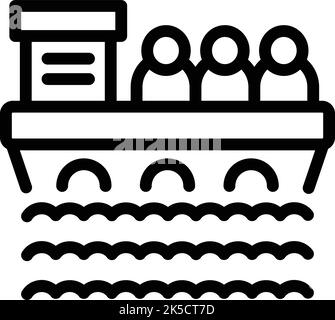 Ship migration icon outline vector. Migrant people. Seeker help Stock Vector
