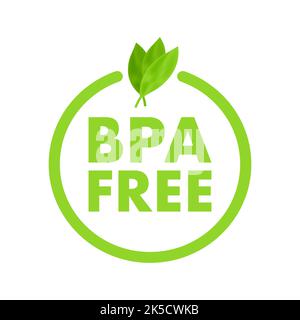 Green colored BPA free emblems, badge, logo, icon. Vector stock illustration. Stock Vector