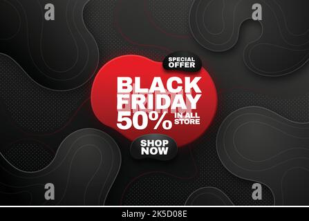 realistic wavy black friday background vector design illustration Stock Vector