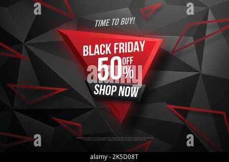 realistic polygonal black friday background vector design illustration Stock Vector