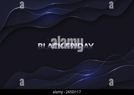 realistic wavy black friday background vector design illustration Stock Vector