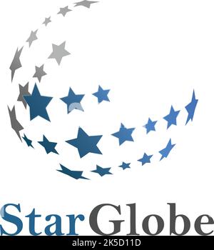 Simple minimalist elegant star globe logo vector design company startup success Stock Vector