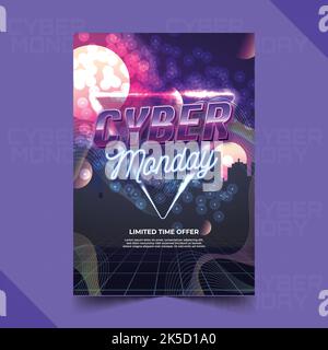 realistic wavy cyber monday vertical poster template vector design illustration Stock Vector
