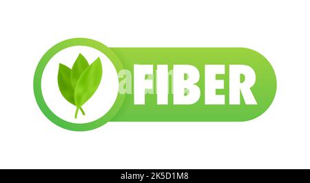 Fiber Badge isolated on white background. Vegan Button. Vector stock illustration. Stock Vector
