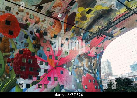 Netherlands, Rotterdam, market hall, ceiling painting Stock Photo