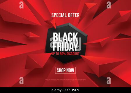 realistic polygonal black friday background vector design illustration Stock Vector