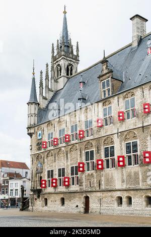 Netherlands, Gouda, city hall, Het Oude Stadhus, view from east Stock Photo