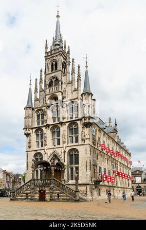 Netherlands, Gouda, city hall, Het Oude Stadhus, view from southwest Stock Photo