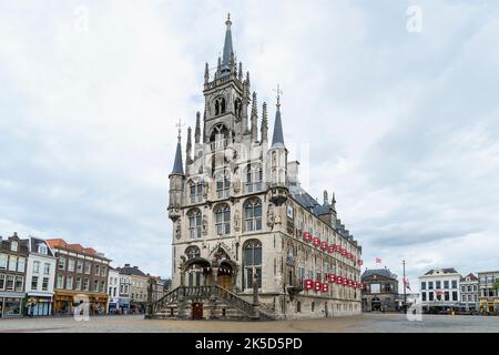 Netherlands, Gouda, city hall, Het Oude Stadhus, view from southwest Stock Photo