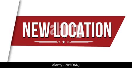 New location red ribbon or banner design on white background, vector illustration Stock Vector