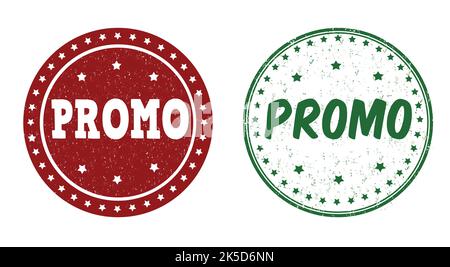 Set of promo grunge rubber stamps on white background, vector illustration Stock Vector