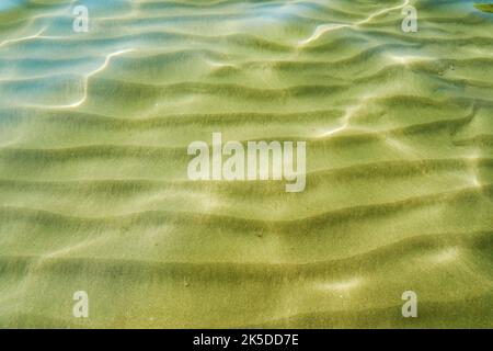 Ripples and glare on the sea water and waves on the sand underwater. Abstract nature and tropic backgrounds Stock Photo