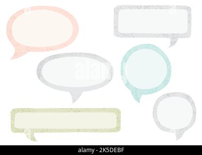 A set of different speech bubbles in a cut paper style with textures Stock Vector