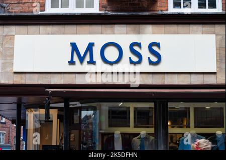 Shrewsbury, UK- July 14, 2022: Shrewsbury The front of Moss clothing store in the town of Shrewsbury England Stock Photo