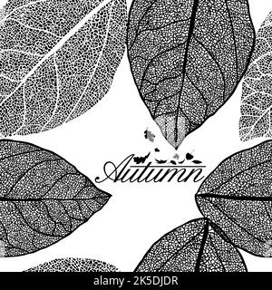 Frame with skeletonized leaves. Vector illustration Stock Vector