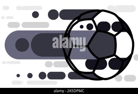 Soccer ball outline with dark and gray rounded lines as speed tail over white background. Stock Vector