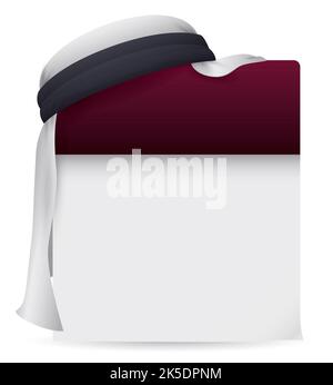 Traditional white keffiyeh on the top of empty calendar template. Design in gradient effect over white background. Stock Vector