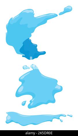 Three liquid shapes like water splashes in cartoon style over white background. Stock Vector