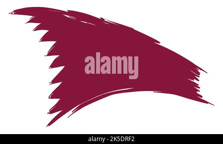 Brushstrokes in maroon ink with serrated shape like Qatar flag design. Stock Vector