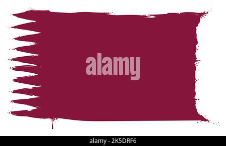 Maroon paint with serrated shape like Qatar flag in street art style over white background. Stock Vector
