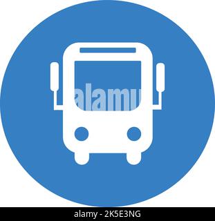 Isolated autobus in a blue circle. Flat design vector.  Stock Vector