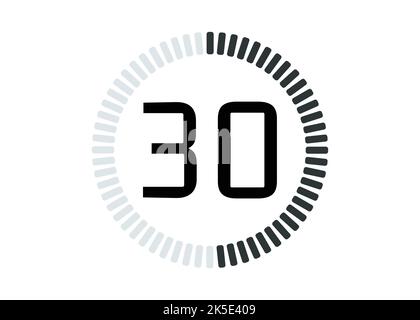 Isolated 30 seconds or minutes time stopwatch icon and time counter Stock Vector
