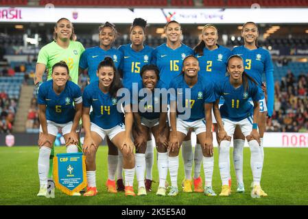 Oslo, Norway. 07th Oct, 2022. The starting-11 of Brazil seen during the Women's football friendly between Norway and Brazil at Ullevaal Stadion in Oslo. (Photo Credit: Gonzales Photo/Alamy Live News Stock Photo