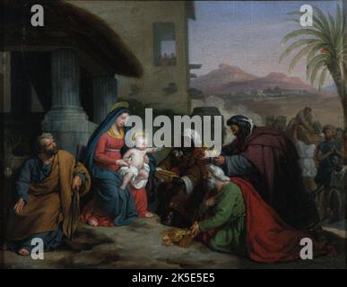 Esquisse pour l'&#xe9;glise Notre-Dame-de-Lorette : L'Adoration des mages, c.1833. Adoration of the Magi. Stock Photo