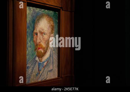 Rome, Italy. 07th Oct, 2022. 'Selfportrait' by Vincent Van Gogh exhibited in the exhibition 'Van Gogh. Masterpieces from the Kroller-Muller Museum' (Photo by Matteo Nardone/Pacific Press) Credit: Pacific Press Media Production Corp./Alamy Live News Stock Photo