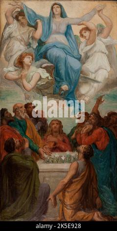 Esquisse pour l'&#xe9;glise Saint-Sulpice : L'Assomption de la Vierge, 1869. Assumption of the Virgin. Stock Photo