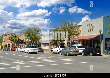 Bars and Restaurants on Historic Route 66 in Flagstaff, AZ Stock Photo