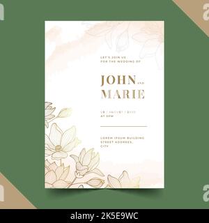 hand drawn golden wedding invitation template vector design illustration Stock Vector