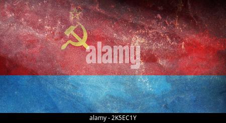 retro flag of Ukrainian Soviet Socialist Republic, Europe with grunge texture. flag representing extinct country, ethnic group or culture, regional au Stock Photo
