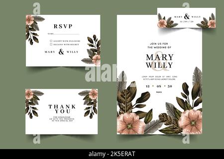 watercolor boho wedding stationery collection vector design illustration Stock Vector
