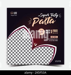 Food menu social media post, editable social media templates for promotions on the food menu, social media story and post frame. Stock Vector