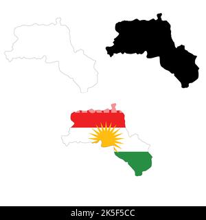 Map of Kurdistan. Flag of  Kurdistan maps territory. Outline map Kurdistan. flat style. Stock Photo