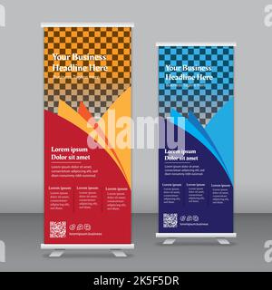 Roll-up banner template, real-state roll-up banner, corporate x banner template Stock Vector