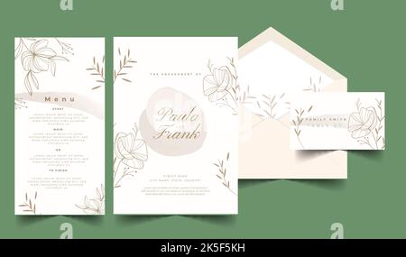 floral wedding stationery template vector design illustration Stock Vector