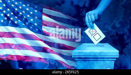 United States elections and American vote or voter and America voting or USA partisan politics as Republicans and Democrats in a political election. Stock Photo