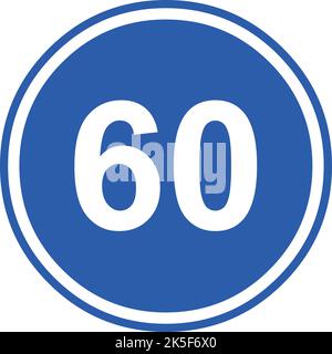 Blue Minimum Speed Limit 60 Road Sign With Stand Isolated On ...