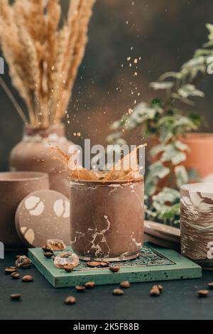 Coffee concept. Coffee splashes. Selective focus Stock Photo