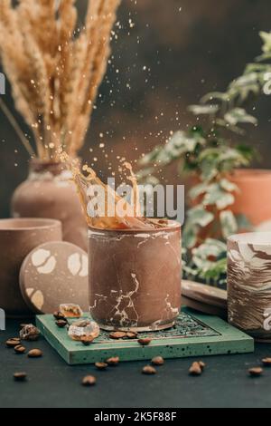 Coffee concept. Coffee splashes. Selective focus Stock Photo