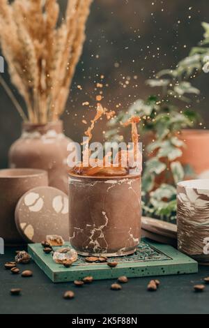 Coffee concept. Coffee splashes. Selective focus Stock Photo